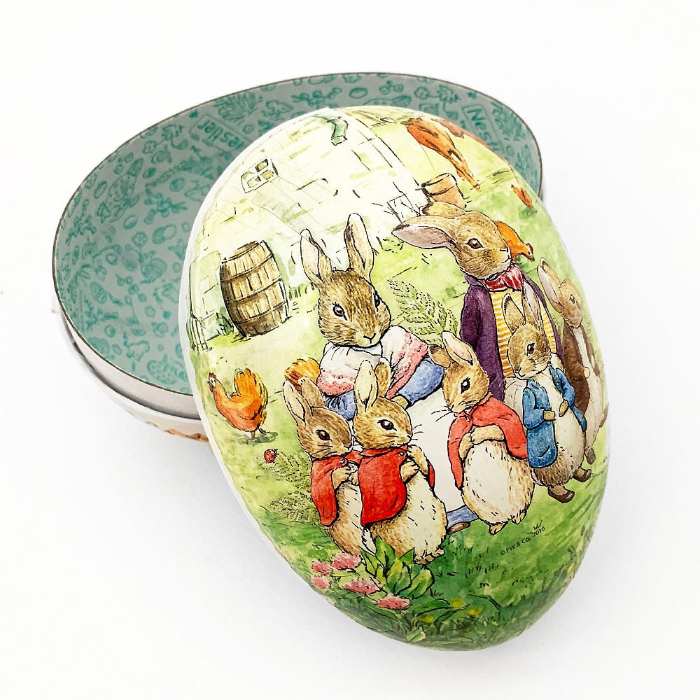 New 6” Germany Peter Rabbit Paper Mache Easter Egg Box Beatrix