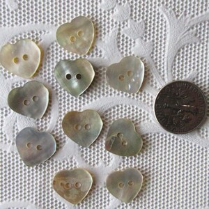 10 Heart Shaped Shell Buttons Mother of Pearl Button 1/2 T - Etsy