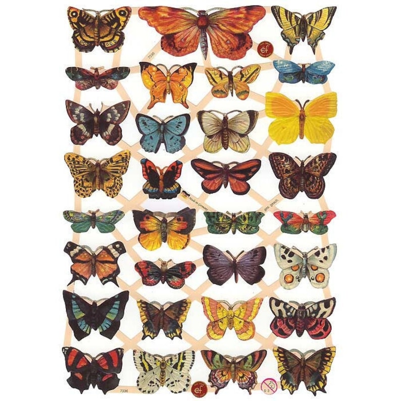 Germany Paper Scraps Lithographed Die Cut Victorian Butterflies 7336 image 1