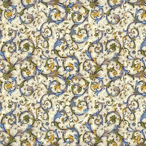 2 Sheets Blue and Green Florentine Scrolls Italian Print Paper ~ Carta Fiorentina Italy IPF012 x2