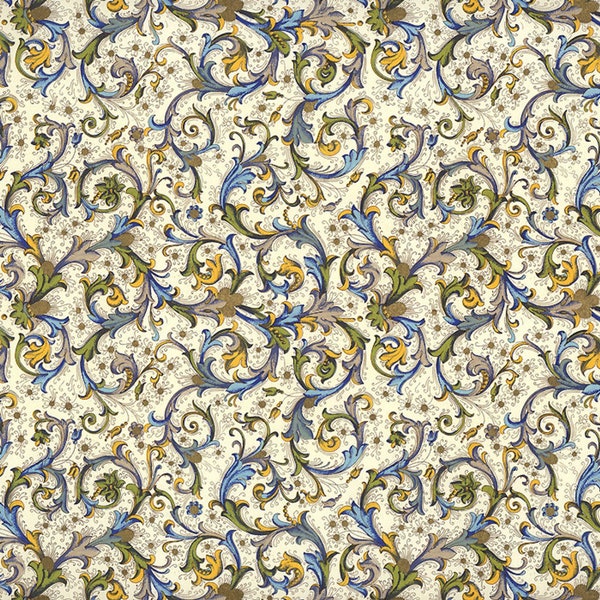 2 Sheets Blue and Green Florentine Scrolls Italian Print Paper ~ Carta Fiorentina Italy IPF012 x2