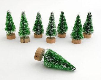 8 Mini Bottle Brush Trees Christmas Decorations 2" Each Medium Green BBT-03