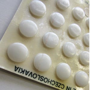12 Vintage Czech Glass White Buttons Czechoslovakia NB-40