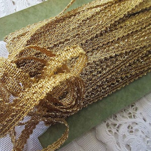 4 Yards Poland Vintage Metallic Narrow Gold Braid Woven Trim Ribbon 5/16&quot; Wide AS-17