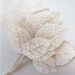 Vintage Japan Millinery Velvet Leaves 1950s Japanese Large Off White Leaf VL063W