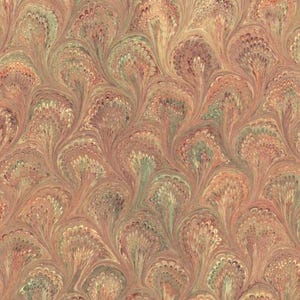 From Italy Hand Marbled Paper Peacock Pattern in Golden Yellows  ~ Berretti Marbled Arts Italian IPMB-PVF-603