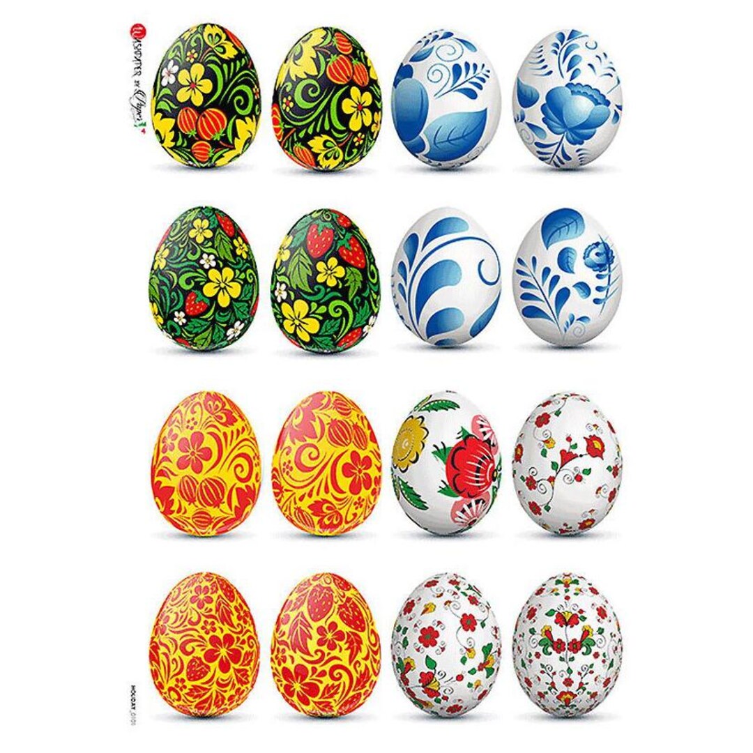 2 Sheets Italy Rice Paper Decoupage Sheet Colorful Folkloric Easter ...