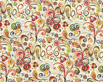 From Italy 2 Sheets Multi-Colored Swirled Floral Florentine Print Paper ~ Rossi IPR200MC x2