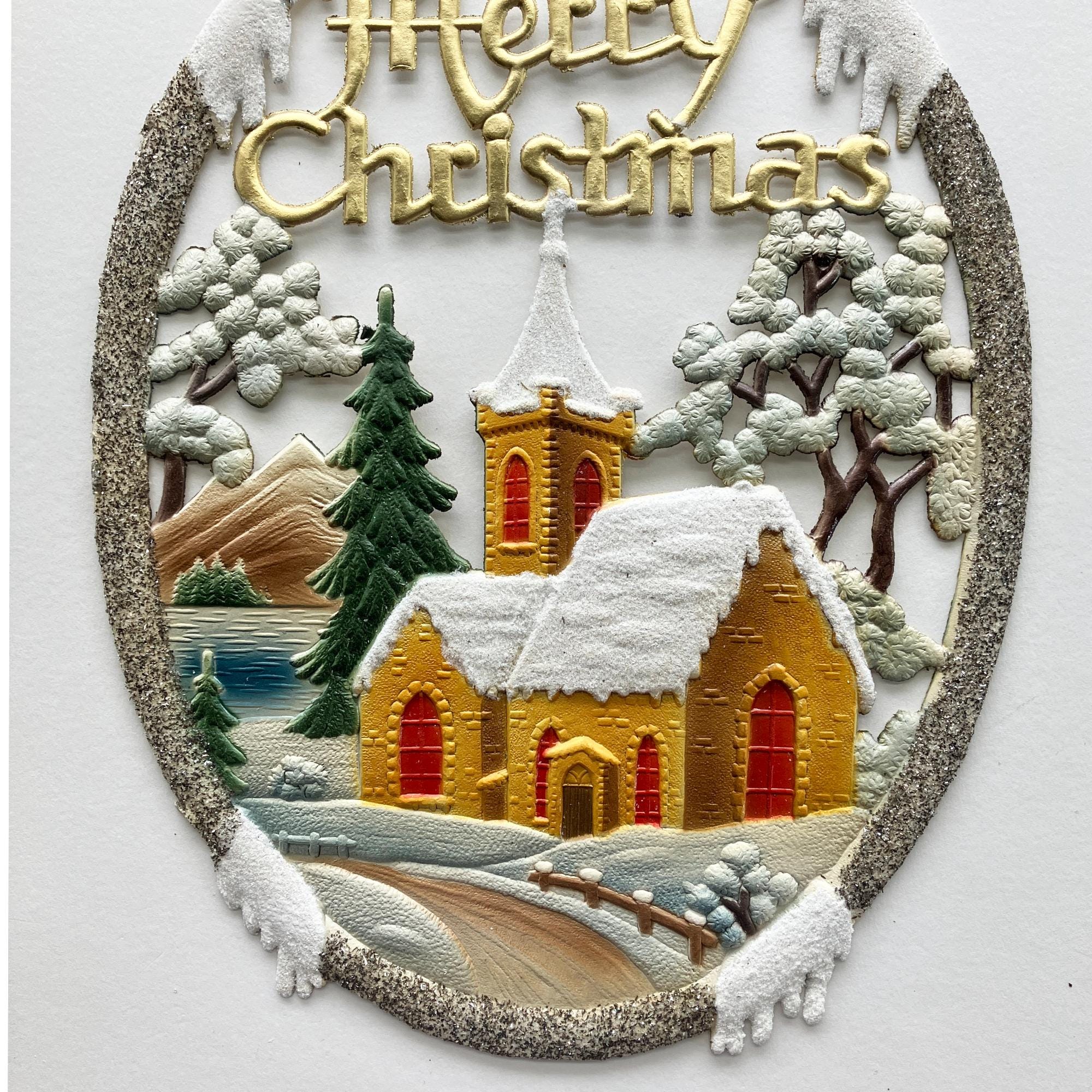 Vintage West Germany Christmas Deeply Embossed Cardboard Pressed