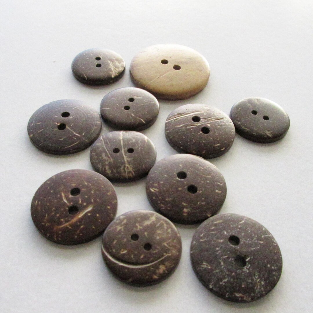 11 Assorted Coconut Buttons Sampler Different Sizes Handmade #S - Etsy