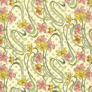2 Sheets Italian Art Nouveau Lilies Print Paper ~ Carta Varese Italy  IPV703 x2