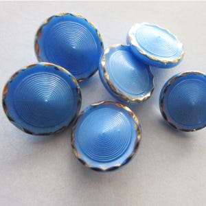 6 Vintage Czech Glass Buttons Handmade Blue And Silver Glass Czechoslovakia  #I