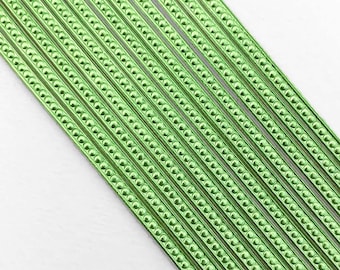 12 Strips Germany Light Green Very Narrow Foil Paper Dresden Trim  DFW0LG