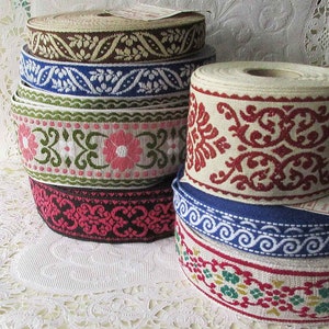 1 Yard Vintage Austria Authentic Cotton Dirndl Trim Jacquard Fancy Woven Ribbon 15mm Wide AS-101 image 4