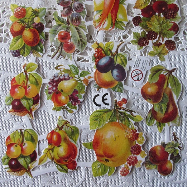 Denmark Vintage Fruita Scrap Paper Lithographed Die Cut Scraps Fruit SD16