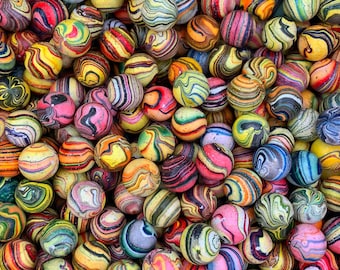 From Italy 8 Marbled Clay Marbles Hand Made By Laura Berretti Italian Set Of Eight Assorted MAR-01