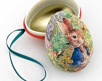 From England Tin Metal Easter Egg Peter Rabbit Beatrix Potter Box