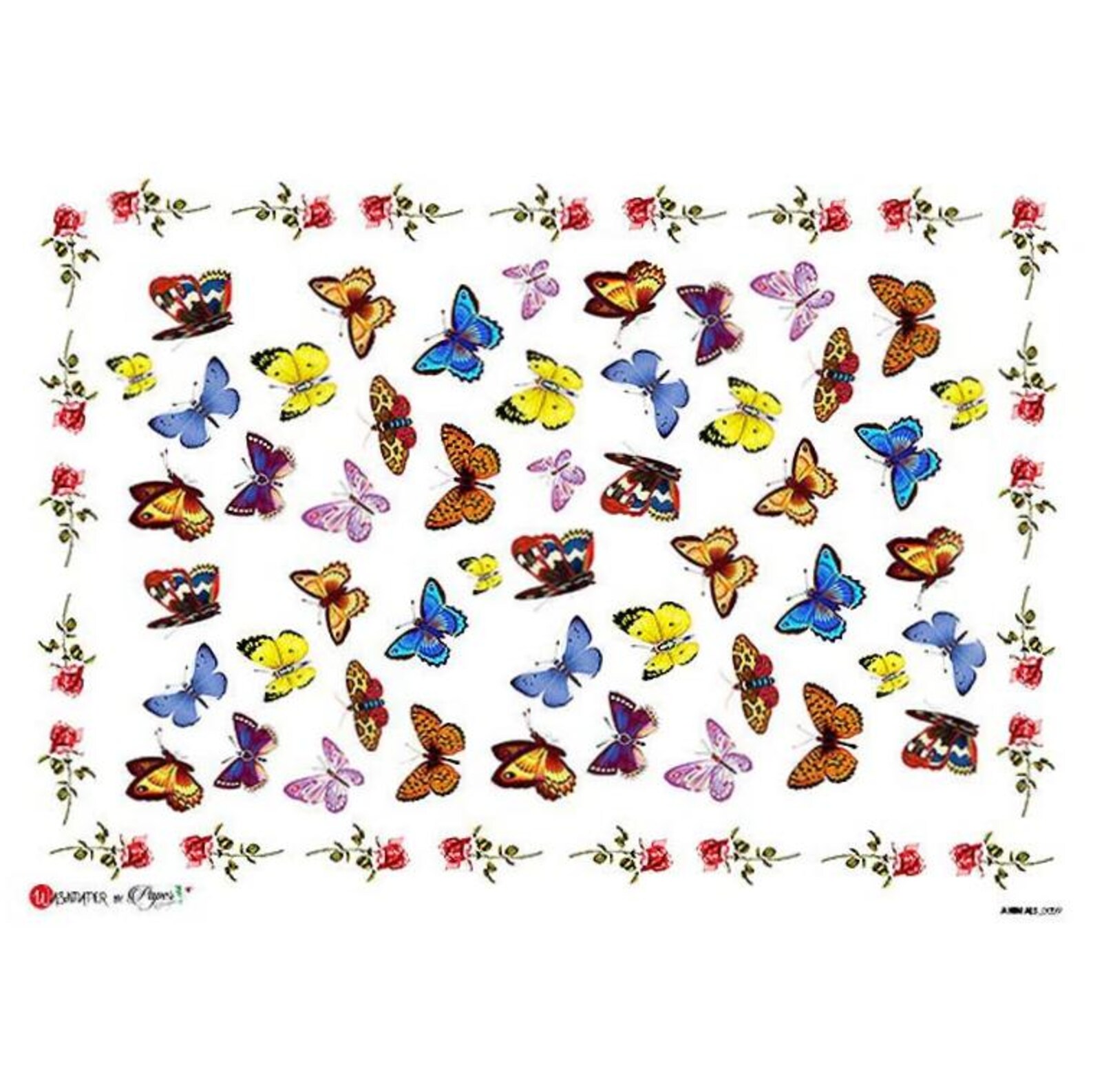 From Italy 2 Sheets Italian Rice Paper Decoupage Colorful Butterflies ...