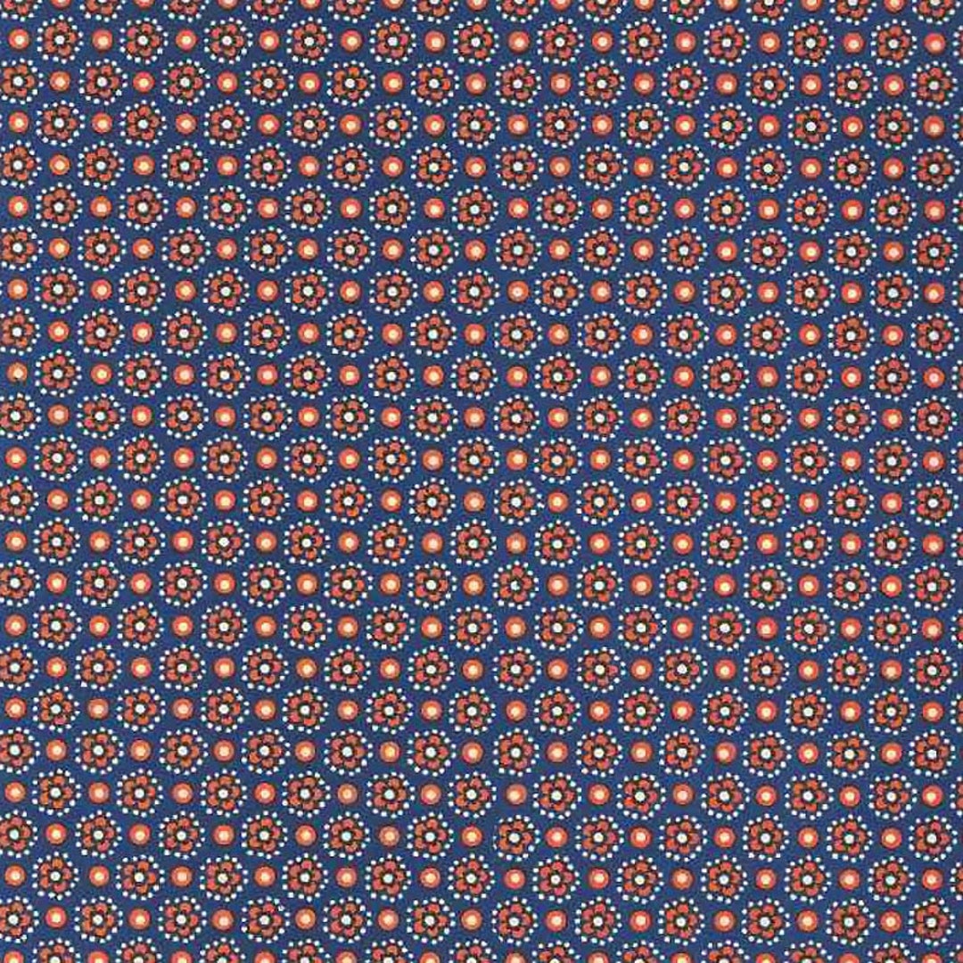 2 Sheets Italian Blue and Orange Flower and Dot Print Paper ~ Carta Varese Italy IPV810BL X2 - Etsy