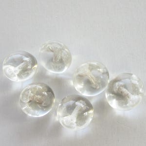6 Vintage Czech Glass Buttons Handmade Clear Glass Czechoslovakia  B-27