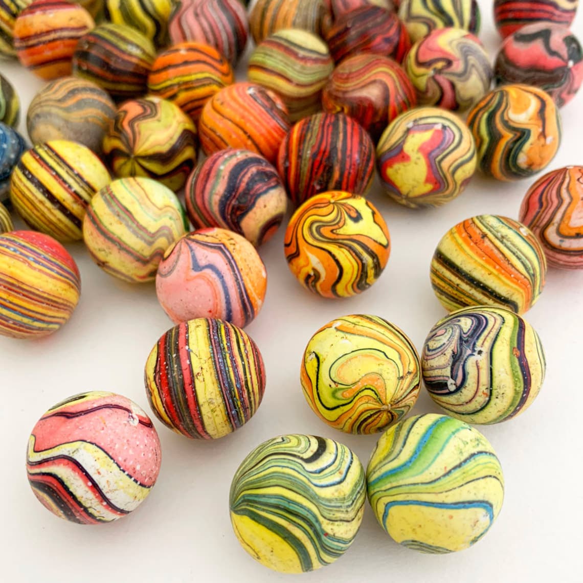 8 Marbled Clay Marbles Hand Made By Laura Berretti Italy Set Etsy
