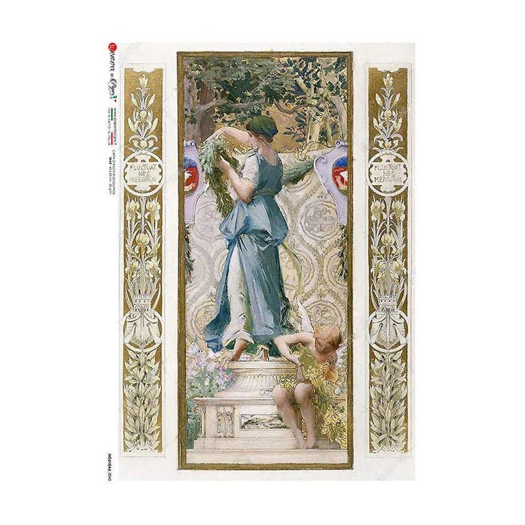 From Italy 2 Sheets Italian Rice Paper Decoupage Art Nouveau Lady RCP ...