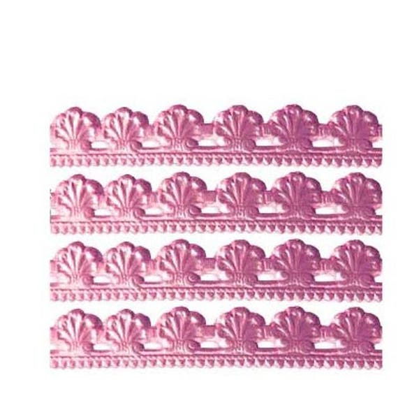 8 Strips Germany Pink Embossed Sea Shell Foil Paper Lace Dresden Trim  DFW207P x2