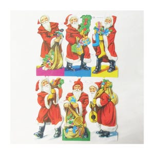 England Paper Scraps Die Cut Embossed Christmas Santas MLP Out Of Print 778
