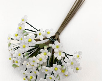 Czech Republic Velvet Forget Me Nots Millinery Fabric Flowers White NFC046-W