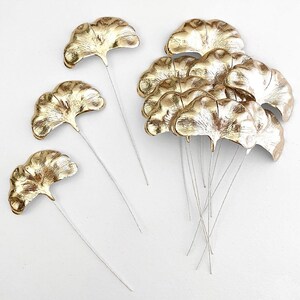 Czech 12 Pale Gold Foil Ginkgo Leaves Millinery Leaf NLC131-GF