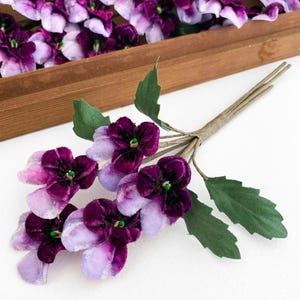 Czech Velvet Spray of Small Millinery Pansies Pansy Dark Purple Light Purple NFC033PUX
