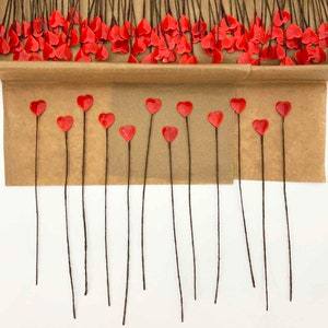 12 Czech Lacquered Hearts Petite Red Crafting Picks LAC012-R