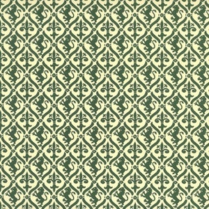 2 Sheets Italian Green Griffin and Lily Print Paper ~ Carta Varese Italy IPV820GR x2