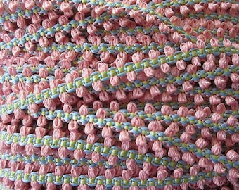 4 Yards Double Loop Picot Edge Narrow Ribbon Trim 3/8" Wide Peach Blue Green IT21