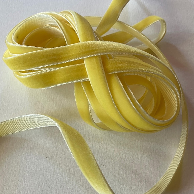 6-1/8 Yards Velvet Ribbon Sewing Trim Soft Yellow 3/8