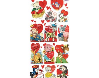 3 Sheets Self Adhesive Vintage Valentines Stickers STKC229