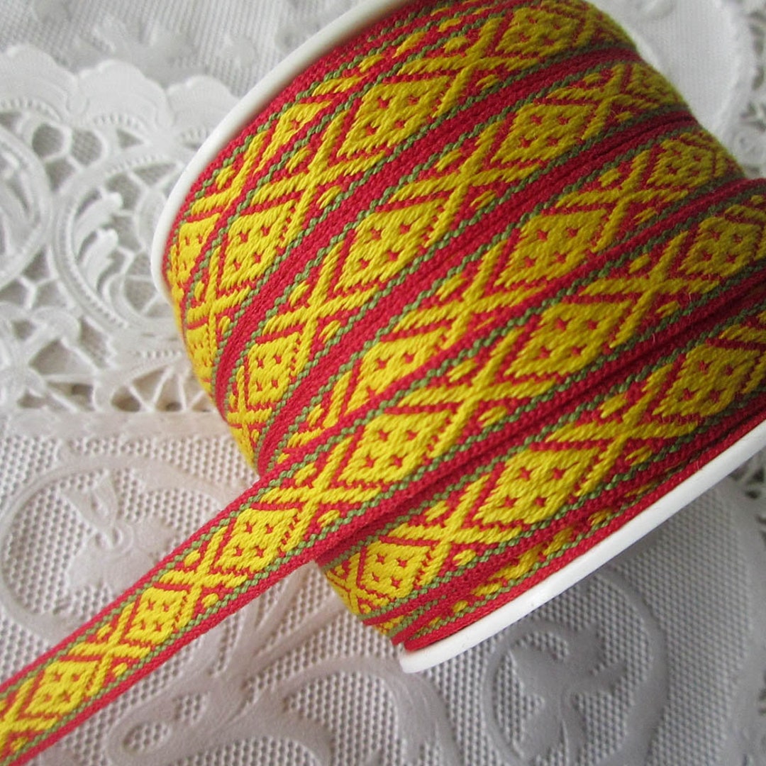 4 Yards Sweden Woven Cotton Traditional Jacquard Sewing Trim Ribbon 3/8 Wide SFT451 Etsy