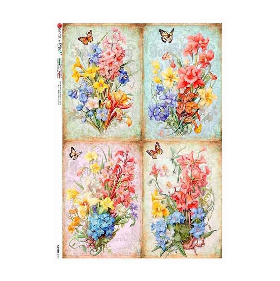 2 Sheets Italy Rice Paper Decoupage Floral Scenes RCP-FL-421 X2 - Etsy
