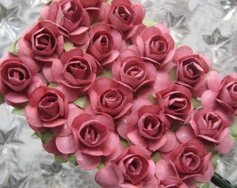 144 Petite Dusty Rose Roses Paper Flowers Handmade Millinery Flower ~ 12 Bundles