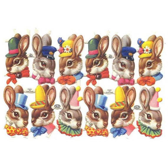 Vintage Tissue Paper Bunny Party Garland Easter new old stock