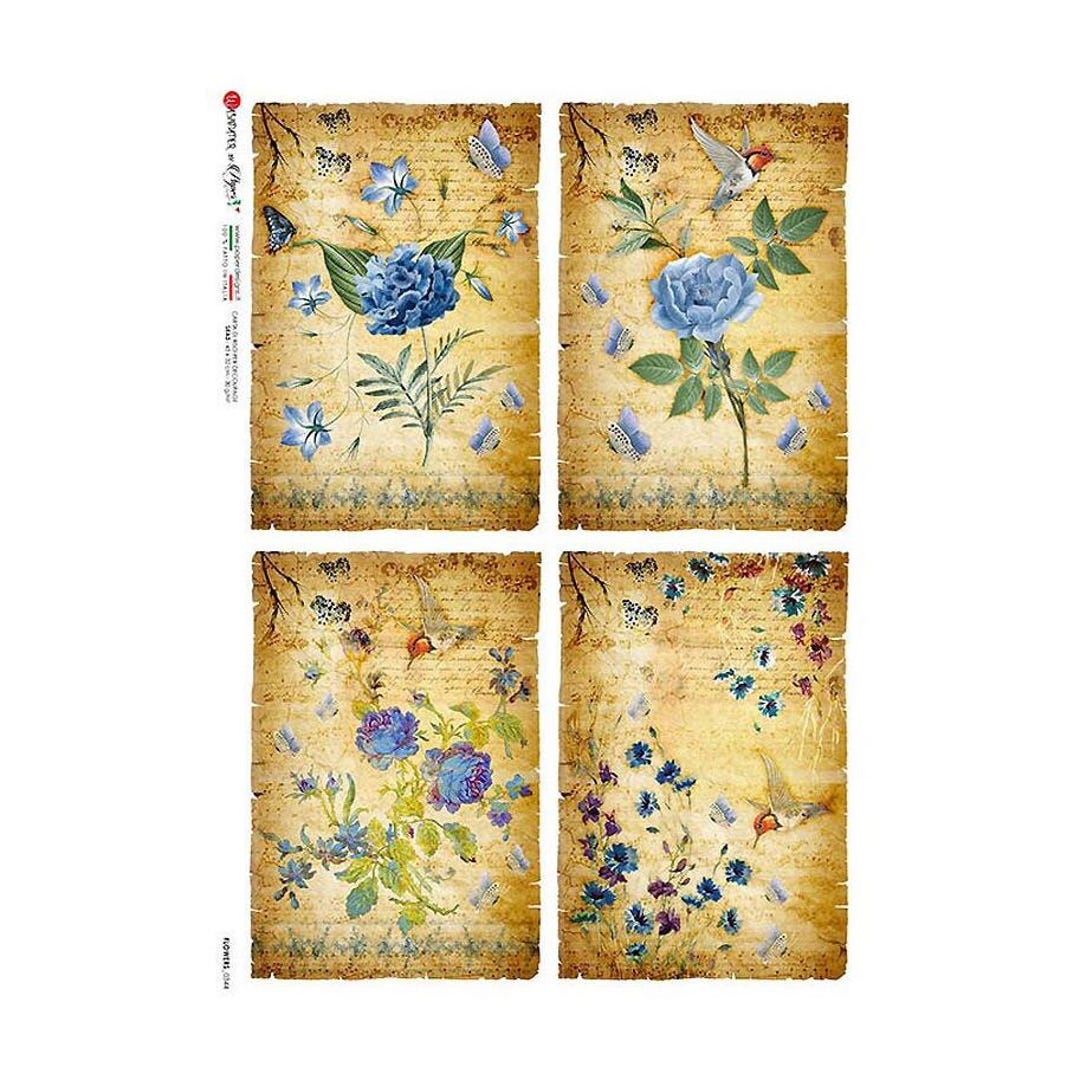 From Italy 2 Sheets Italian Rice Paper Decoupage Blue Flowers RCP-FL ...