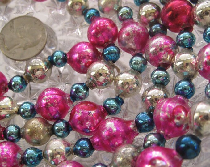 Vintage Mercury Glass Bead Christmas Tree Garland Etsy