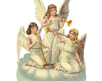 From Germany One Trumpeting Angel Scrap Die Cut Paper Christmas 5175