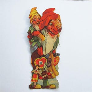Uncommon Czechoslovakia Die Cut Scrap Christmas DwarfWith Lebkuchen Toys SV-02