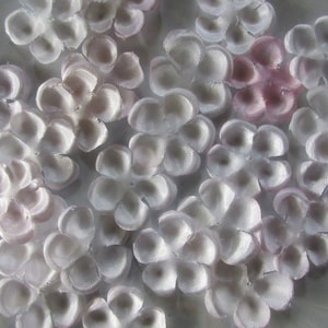 48 Vintage Germany Satin Flowers 7/8&quot; Millinery Flower Making Or Scrapbooking White Pink Blush #A