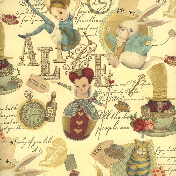 24 X 36 Alice in Wonderland Wrapping Paper, Vintage Wrapping Paper