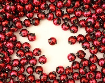 60 Czech Glass Garland Beads Christmas Garland Bead 8mm Burgundy GBR8BU x2