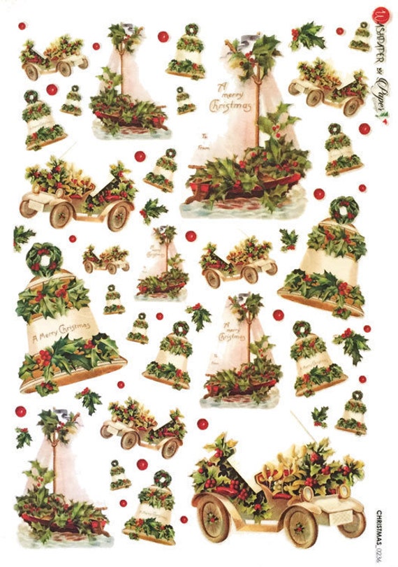 Rice Paper for Decoupage Scrapbooking Sheet Craft Merry Christmas 2
