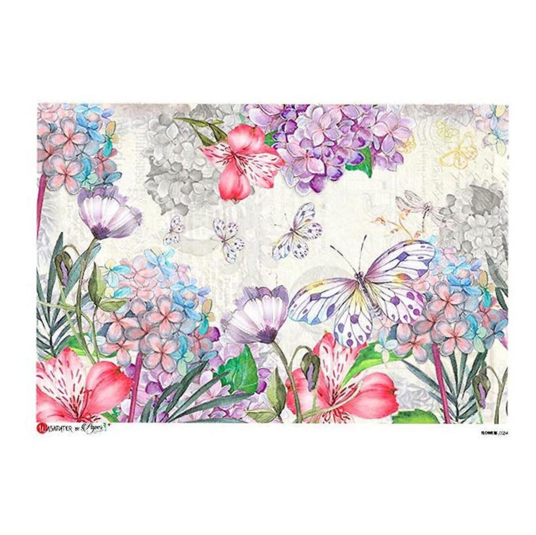 From Italy 2 Sheets Italian Rice Paper Decoupage Butterflies & Bouquets ...