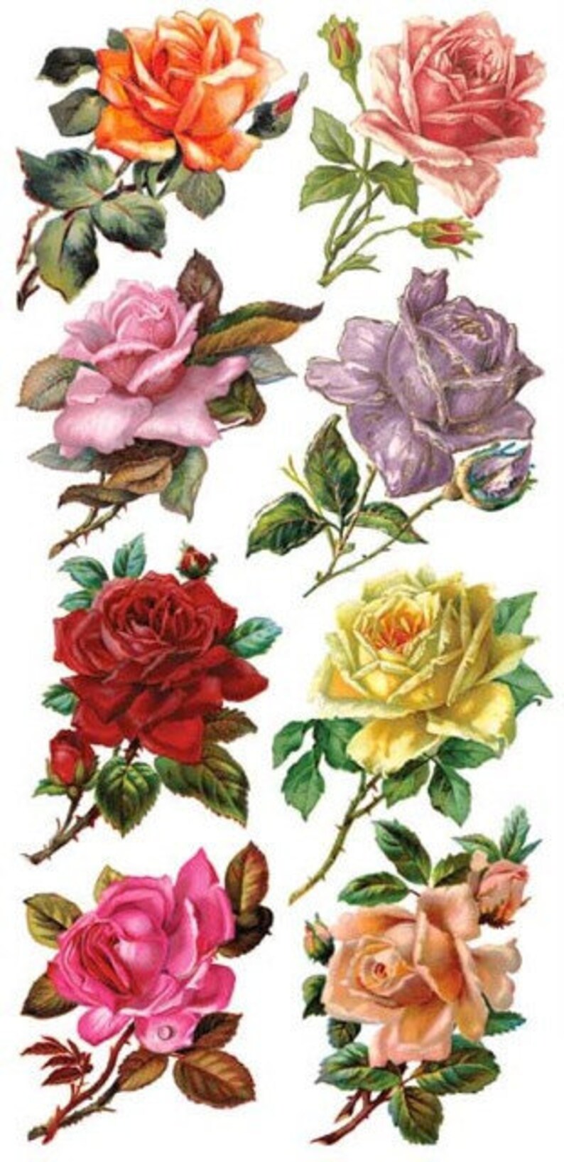 3 Sheets Self Adhesive Roses Flowers Stickers Colorful Etsy UK